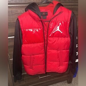 Jordan Red and Black Hooded Puffer Jacket